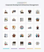 Creative Corporate Development And Business Management 25 Line FIlled icon pack  Such As finance. costs. graph. user. success vector