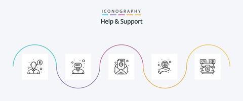 paquete de iconos de línea 5 de ayuda y soporte que incluye soporte. ayuda. correo electrónico. apoyo. ayuda vector