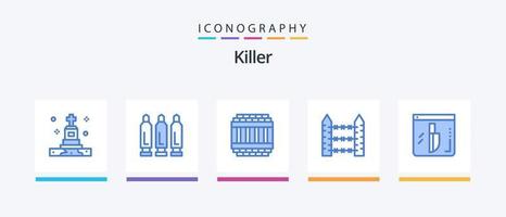 paquete de íconos Killer Blue 5 que incluye evidencia. señalización. arquitectura. seguridad. mordaz. diseño de iconos creativos vector