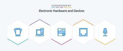 Devices 25 Blue icon pack including port. internet. macbook. ethernet. server vector