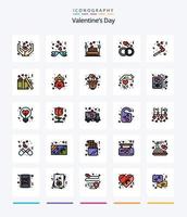 Creative Valentines Day 25 Line FIlled icon pack  Such As holiday. ring. bed. love. night vector