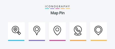 paquete de iconos de la línea 5 del pin del mapa que incluye el pin. mundo. nube. mapa. bandera. diseño de iconos creativos vector