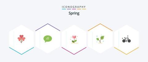 paquete de iconos planos de primavera 25 que incluye brotes. naturaleza. arena. hoja. naturaleza vector