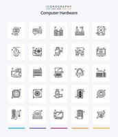 Creative Computer Hardware 25 OutLine icon pack  Such As computer. drive. hardware. disk. router vector