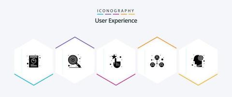 User Experience 25 Glyph icon pack including mind. brain. settings. team. group vector