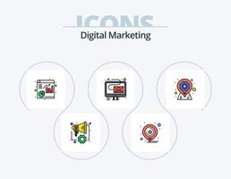 línea de marketing digital paquete de iconos llenos 5 diseño de iconos. negocio. mapas medalla. ubicación. visibilidad vector