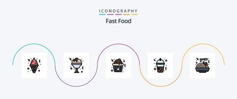 paquete de iconos de 5 planos llenos de línea de comida rápida que incluye. rápido. alimento. alimento. alimento vector