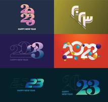 Big Collection of 2023 Happy New Year symbols Cover of business diary for 2023 with wishes vector