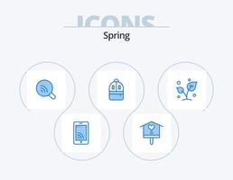 paquete de iconos azul primavera 5 diseño de iconos. naturaleza. leer. buscar. estudiar. bolsa vector