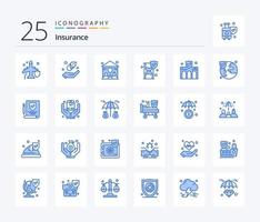 Insurance 25 Blue Color icon pack including insurance. business. insurance. building. security vector