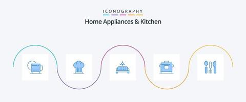 Home Appliances And Kitchen Blue 5 Icon Pack Including cutlery. rice. restaurant. kitchen. home vector