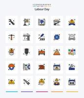 Creative Labour Day 25 Line FIlled icon pack  Such As hat. cap. document. wheelbarrow. construction vector