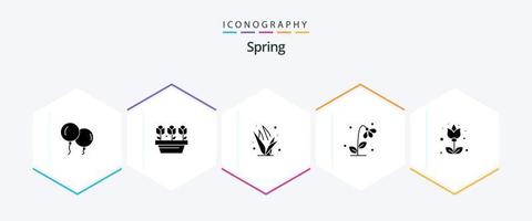 Spring 25 Glyph icon pack including flora. spring. grasses. nature. floral vector