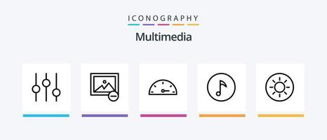 paquete de iconos de línea multimedia 5 que incluye . foto. palanca. luz. diseño de iconos creativos vector