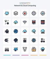 Creative Network And Cloud Computing 25 Line FIlled icon pack  Such As network. technology. . location. network vector