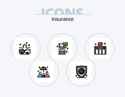 paquete de iconos lleno de línea de seguros 5 diseño de iconos. proteccion. barco. seguro. caja. seguro vector