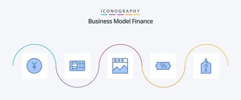 paquete de iconos de finanzas azul 5 que incluye . sitio web. etiqueta. precio vector