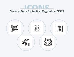 paquete de iconos de línea gdpr 5 diseño de iconos. normas. gdpr. datos. charla de seguridad gdpr vector