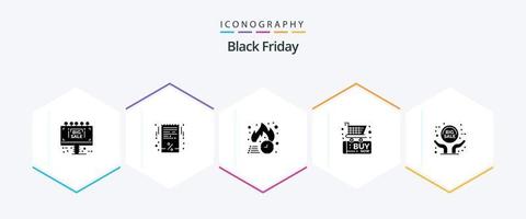 Black Friday 25 Glyph icon pack including big sale. commerce. free delivery. buy. sale vector