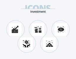 Investment Glyph Icon Pack 5 Icon Design. investment. coins. graph. money. asset vector