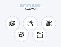 paquete de iconos de línea web y seo 5 diseño de iconos. web. diseño. móvil. bolsa. papel vector