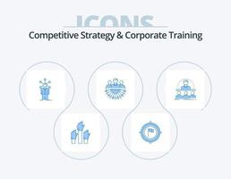 Competitive Strategy And Corporate Training Blue Icon Pack 5 Icon Design. human. allocation. flag. self. network vector