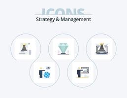 Strategy And Management Flat Icon Pack 5 Icon Design. gem. diamond. business. fort. tower vector