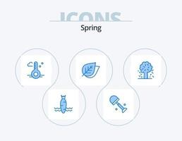 paquete de iconos azul primavera 5 diseño de iconos. manzana. primavera. temperatura. naturaleza. ecología vector