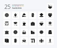 comida y bebida paquete de iconos de 25 glifos sólidos que incluye suave. beber. dulce. restaurante vector