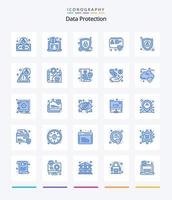 protección de datos creativa 25 paquete de iconos azules como la seguridad. personal. blindaje. encriptación seguridad vector