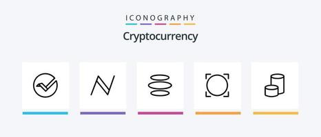 paquete de iconos de línea de criptomoneda 5 que incluye nota digital. criptomoneda como. cripto. moneda infinita. diseño de iconos creativos vector