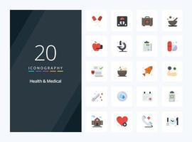 20 Health And Medical Flat Color icon for presentation vector