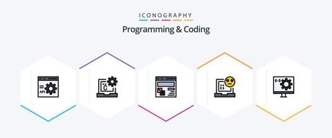 Programación y codificación Paquete de iconos de 25 líneas completas que incluye desarrollo. malo. desarrollar. Página web. desarrollo vector