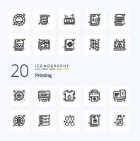 20 Printing Line icon Pack like screen print screen page device print vector