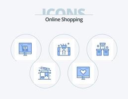 Online Shopping Blue Icon Pack 5 Icon Design. shop. mobile. love. marketing. digital marketing vector