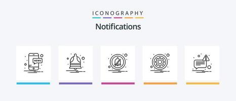 paquete de iconos de la línea 5 de notificaciones que incluye el mensaje. atención. web. error. alerta. diseño de iconos creativos vector