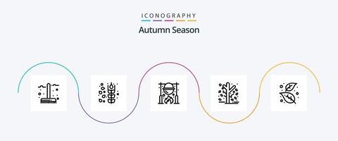 Autumn Line 5 Icon Pack Including tree. garden. autumn. botanic. cooking vector