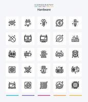Creative Hardware 25 OutLine icon pack  Such As hardware. usb. hardware. cable. searching vector