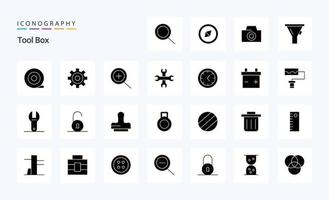 25 Tools Solid Glyph icon pack vector