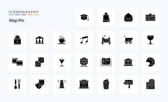 25 Map Pin Solid Glyph icon pack vector