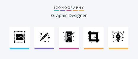 paquete de iconos de glifo 5 de diseñador gráfico que incluye diseño. herramienta de diseño liquidador. herramienta de recorte móvil. diseño de iconos creativos vector