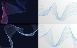 Create a dynamic design with this set of 4 waving line vector backgrounds