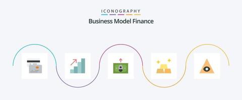 Paquete de 5 íconos planos de finanzas que incluye. dinero. pirámide. ojo vector