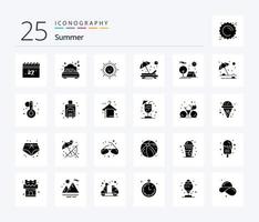 Summer 25 Solid Glyph icon pack including nature. camping. sun. adventure. sun vector