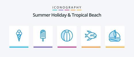 Beach Blue 5 Icon Pack Including ship. beach. beach. sea. coast. Creative Icons Design vector