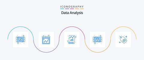 paquete de iconos azul 5 de análisis de datos que incluye seguridad de datos. Internet. informe. datos. supervisión vector