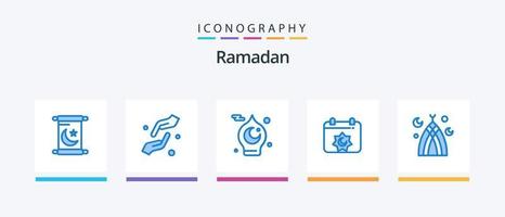 paquete de iconos ramadan blue 5 que incluye islámico. islámico. islámico. banquete. Ramadán. diseño de iconos creativos vector