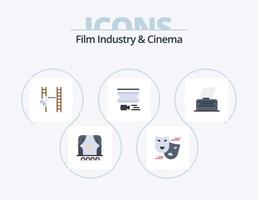 cenima flat icon pack 5 diseño de iconos. papel. tira de película cine. carrete de película. animación vector