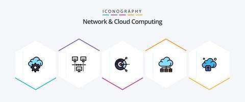 Network And Cloud Computing 25 FilledLine icon pack including technology. cloud. computing. technology. server vector