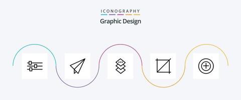 paquete de iconos de la línea de diseño 5 que incluye . cuadrado. más. agregar vector